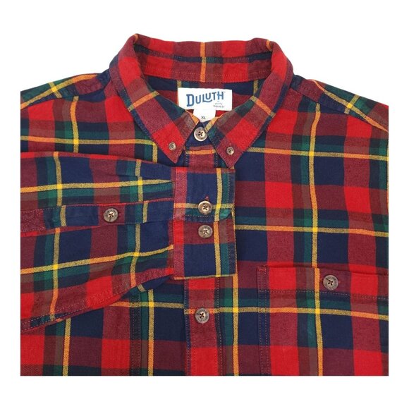 Duluth Trading Co Mens XL Plaid Flannel Shirt Relaxed Fit Under Arm Gusset - Picture 10 of 12